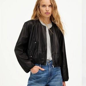 Madewell Lambskin leather bubble sleeve jacket NWT